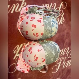 3 Victoria Secret PINK Double Push-Up bras size 34D